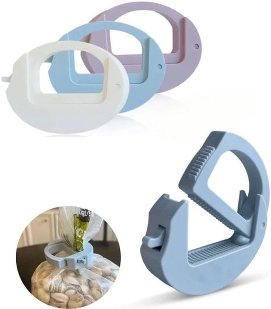 3-Pack of Food Clips - Universal for Snack & Grain Bags - Airtight & Available in 3 Colors - 7.5x5.5 cm