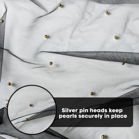 Black Table Veil with White Pearls - Silky Gauze 30x120 Inches - For Weddings, Parties & Table Decorations