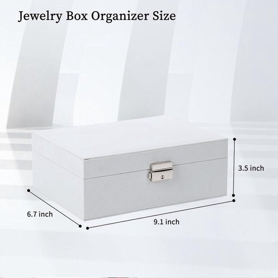 2-Tier Jewelry Box - With Removable Drawer & Lock - Large Storage Capacity for All Jewelry - White