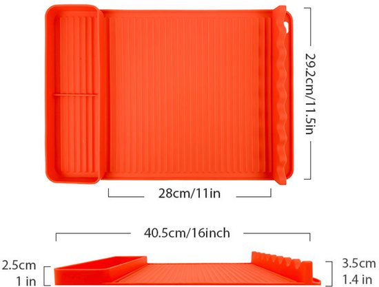 Silicone BBQ Grill Mat - 8-Slot Mat with Drip Tray - Heat-Resistant and Dishwasher-Safe - 40x27 cm - Orange