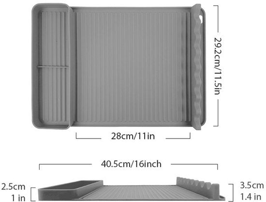 Silicone BBQ Grill Mat - 8-Slot Mat with Drip Tray - Heat-Resistant and Dishwasher-Safe - 40x27 cm - Gray