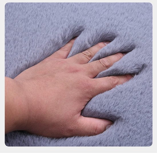 Plush Car Seat Cover - Soft, Warm and Fluffy Faux Rabbit Fur Seat Covers - Front and Back Seat Protectors - Non-Slip Mat - Universal (Gray, 3-Pack)