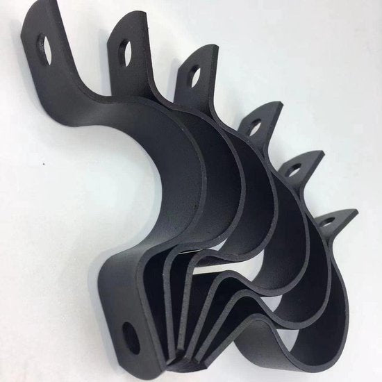 Black U-Clamp - Metal Pipe Clamp - Double Hole Pipe Clamp DIY - U-Shaped Bracket (6 Pcs) (1/2 Inch)