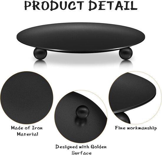 Candle Holders - Metal Pillar Candle Holders - 4.5 Inches - For Pillar Candles - Weddings - Dinner Party Decorations (Black, Pack of 8)