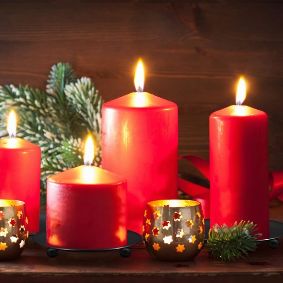 Candle Holders - Metal Pillar Candle Holders - 4.5 Inches - For Pillar Candles - Weddings - Dinner Party Decorations (Black, Pack of 8)