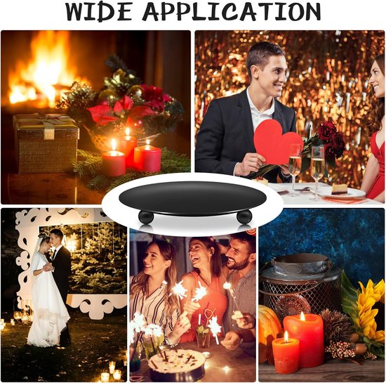 Candle Holders - Metal Pillar Candle Holders - 4.5 Inches - For Pillar Candles - Weddings - Dinner Party Decorations (Black, Pack of 8)