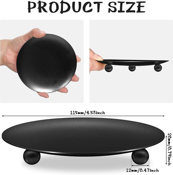 Candle Holders - Metal Pillar Candle Holders - 4.5 Inches - For Pillar Candles - Weddings - Dinner Party Decorations (Black, Pack of 8)