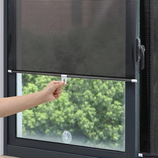 No-Drill Roller Blinds with 3 Suction Cups - Blackout Curtains, Temporary Cover-Up Curtains for Home, Bedroom and Car (Black, 45*124cm)