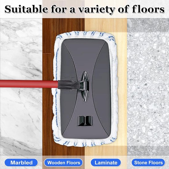 Mop Pads - 3-pack mop refills - 15 x 8 inch flat dust mop head pads