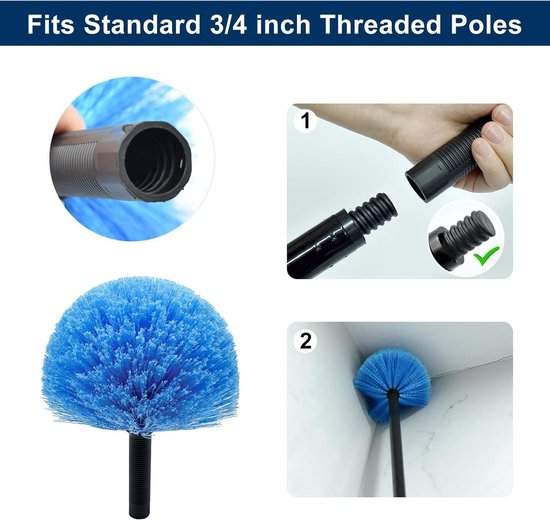 Dust brush head - 8" diameter blue screw head for spider web vacuum cleaners