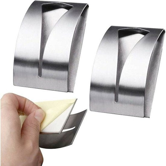 Self-adhesive towel holder - Stainless steel dishcloth holder - Metal wall-mounted dishcloth holder - Silver towel hook - Dishcloth hook 3-pack