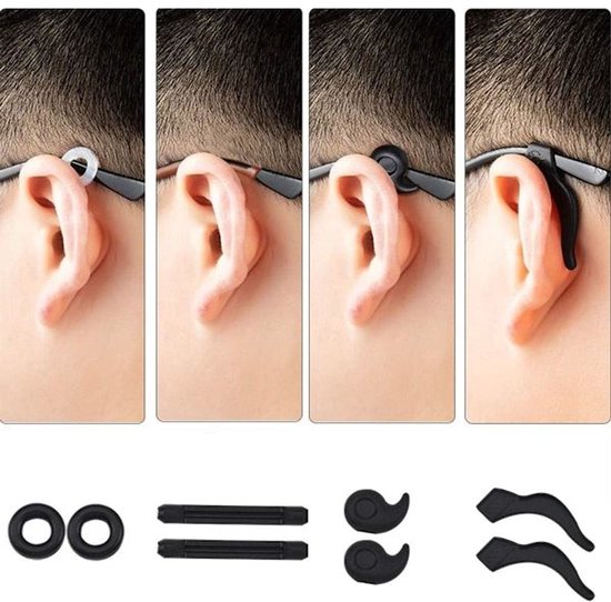 Anti-slip ear cushions for glasses - Frames - Anti-fall ear cushions - Ear hook connectors - 24 pairs