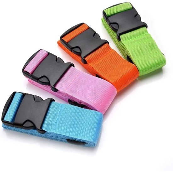 Luggage straps 4-pack - durable and colorful (green, blue, pink, orange)