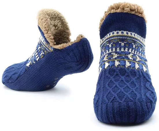 Floor socks - Warm autumn/winter socks - Warm home socks - Postpartum socks - Snow socks - Blanket socks - Slipper socks - Unisex - Non-slip socks - Blue - Sizes 43-45
