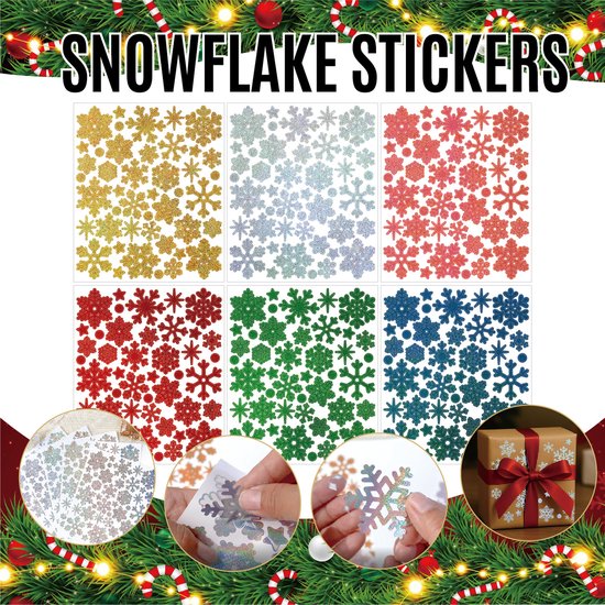 Christmas snowflake stickers - sand glitter party decorations - gift card and handbag DIY - winter snowflake stickers - 12 pieces