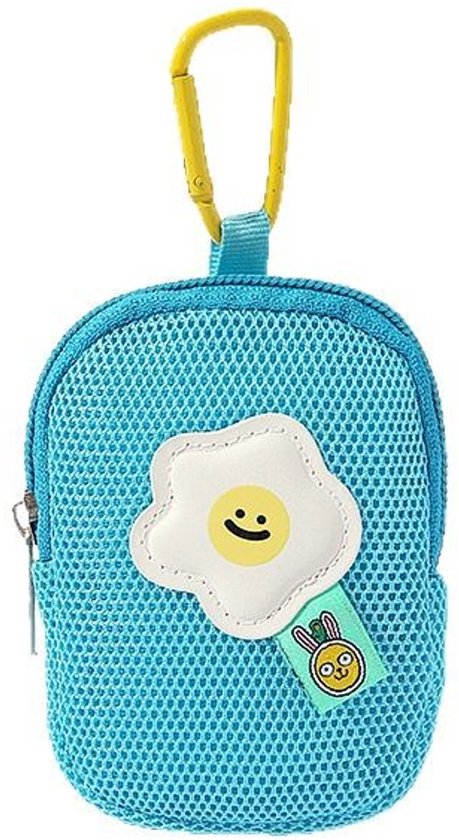 Storage Bag - Cute Mesh - Flowers - Keychain Wallet - Headphone Bag - Pendant Storage Bag - Multifunctional - Blue