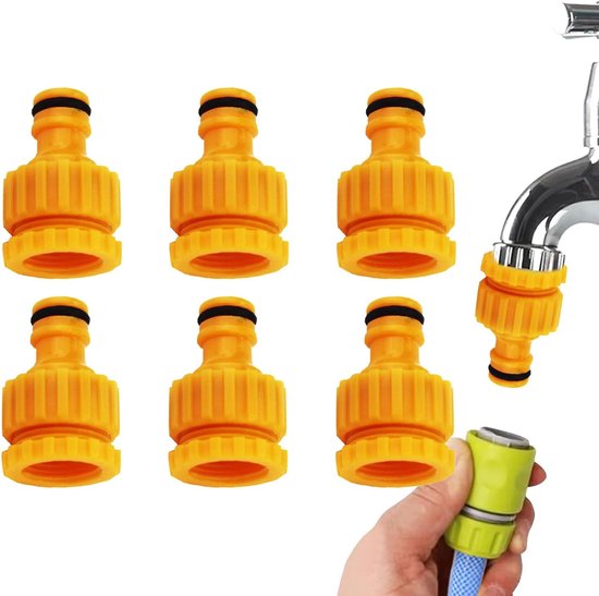 6-pack tap connectors - Hose adapters - Adapters for connecting water hoses - Garden hose tap connectors - Tap adapters with thread - Splashproof - Frost-proof
