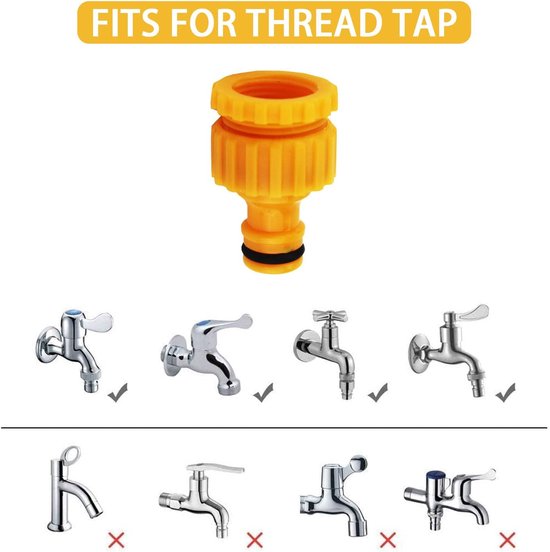 6-pack tap connectors - Hose adapters - Adapters for connecting water hoses - Garden hose tap connectors - Tap adapters with thread - Splashproof - Frost-proof