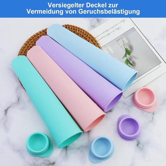 8-Piece Ice Cube Trays - Ice Cube Molds with Handles - Silicone Ice Cube Molds with Lids - Water Ice Molds