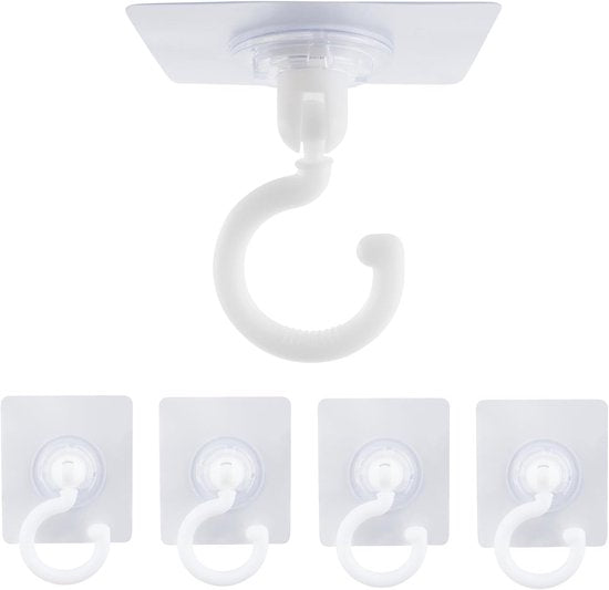 5-pack self-adhesive hooks - Extra strong adhesive hooks - Transparent wall hooks - Self-adhesive - No drilling required - Suitable for bathroom, kitchen, office, bedroom