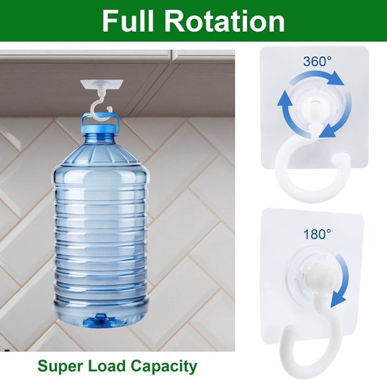 5-pack self-adhesive hooks - Extra strong adhesive hooks - Transparent wall hooks - Self-adhesive - No drilling required - Suitable for bathroom, kitchen, office, bedroom