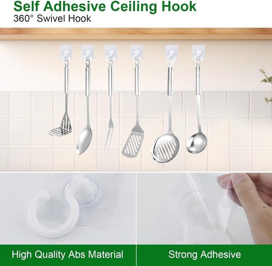 5-pack self-adhesive hooks - Extra strong adhesive hooks - Transparent wall hooks - Self-adhesive - No drilling required - Suitable for bathroom, kitchen, office, bedroom