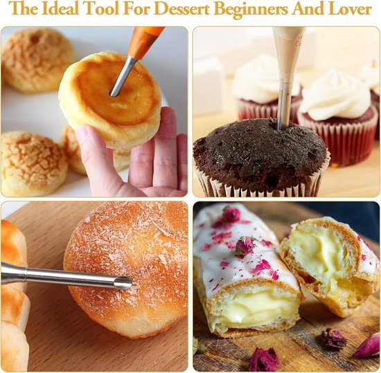 stainless steel piping nozzles - Cream piping nozzles - Piping nozzles - Accessories for filling jam, puff pastry, donuts, bread, pastries