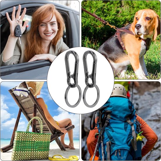 Set of 4 Carabiner Keychains - Small Metal Carabiners - Detachable - Suitable for Car Keys - Carabiner Keychains for Backpacking, Camping and Travel - Keychain Hook