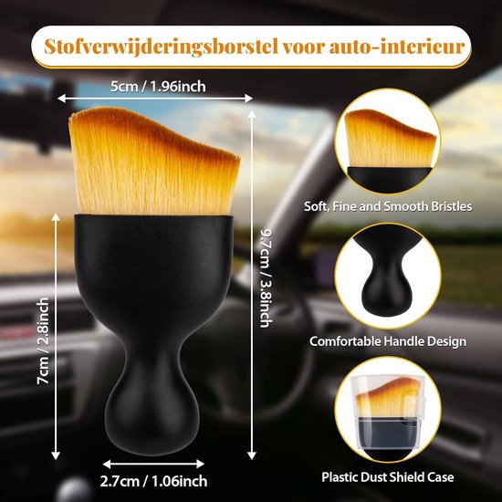 2-Pack Car Interior Cleaning Brushes - Auto Detailing and Dusting Brushes - Soft Bristles for Cleaning Car Interiors - Suitable for Dashboard, Interior, Exterior, Sunroof, Leather, Dusting Brush - Brown