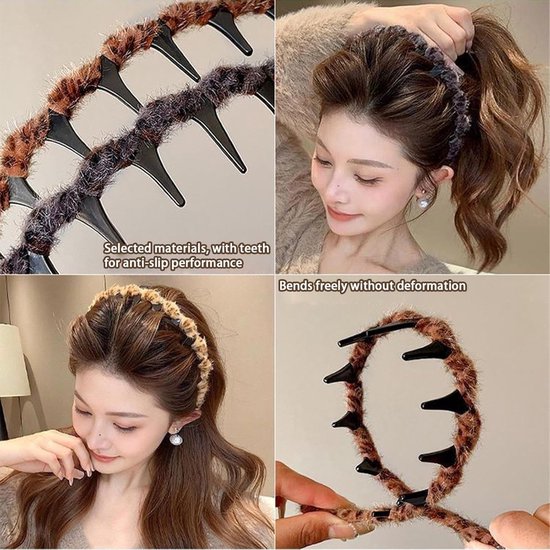 Set of Three Retro Non-slip Double-Sided Headbands - Highly elastic retro headband - Suitable for fitness, cosplay, sports, formal occasions and daily use; suitable for women and girls.