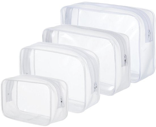 4-Piece Transparent Travel Toiletry Bag - Portable Makeup Bag - Multifunctional Waterproof Set - Skin Care &amp; Makeup Bag