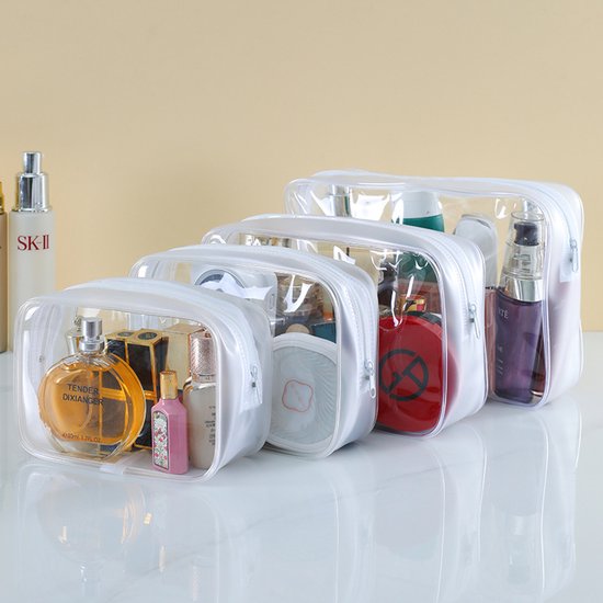 4-Piece Transparent Travel Toiletry Bag - Portable Makeup Bag - Multifunctional Waterproof Set - Skin Care & Makeup Bag