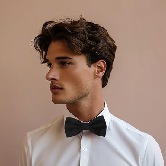Plain Bow Tie - Adjustable Bow Tie for Men - Black
