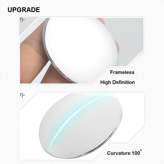 Blind Spot Mirrors - Round, frameless, 360° rotating mirror - Adjustable, high-resolution convex glass mirror - Maximizes rear visibility - Universal design - Suitable for cars, SUVs and trucks - Improves driving safety
