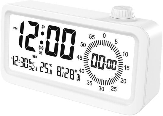 Visual alarm clock - Timer - Three alarms - Backlight - Two displays - Countdown function - Timer reminder for children - White
