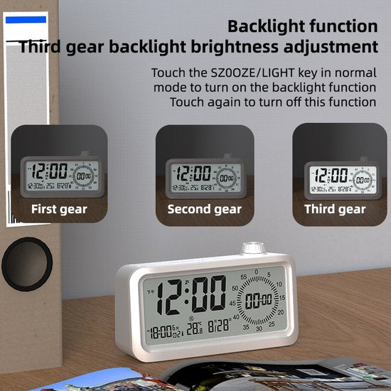 Visual alarm clock - Timer - Three alarms - Backlight - Two displays - Countdown function - Timer reminder for children - White