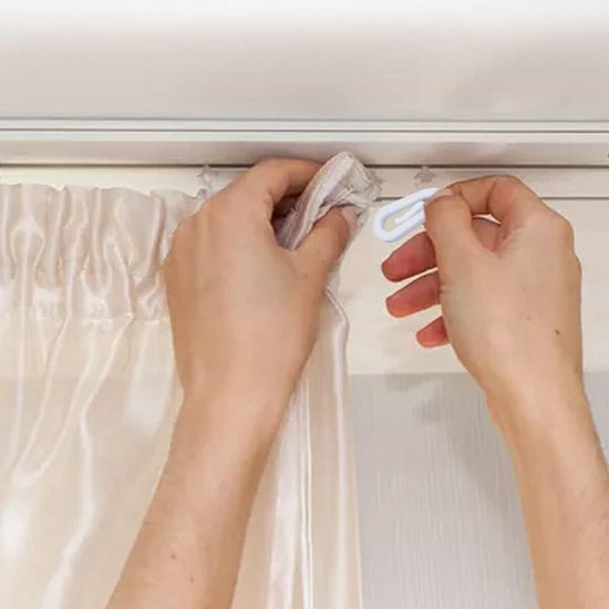 100 curtain hooks - G-shaped reinforced curtain hooks - White - For shower windows - Curtain accessories