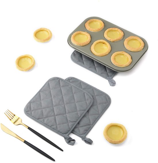 4-Piece Heat Insulation Mat Made of Pure Cotton - Silver Coated - Oil-Repellent - Heat Insulation Mat - Baking Towel - Pot Holder - Kitchen Oven Household Heat-Resistant Anti-Scald Placemat