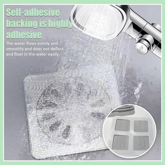 100-Piece Shower Drain Filter - Sticky Hair Shower Filter - Sink Filter, Bathtub, Bathroom & Kitchen Shower Drain Filter Sticker - 10cm - Gray