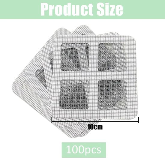 100-Piece Shower Drain Filter - Sticky Hair Shower Filter - Sink Filter, Bathtub, Bathroom & Kitchen Shower Drain Filter Sticker - 10cm - Gray