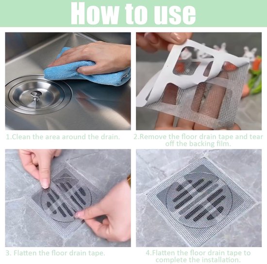 100-Piece Shower Drain Filter - Sticky Hair Shower Filter - Sink Filter, Bathtub, Bathroom & Kitchen Shower Drain Filter Sticker - 10cm - Gray