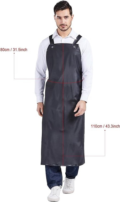 Waterproof Apron - Adjustable, Heavy-Duty Waterproof Apron - Apron - Extended - Extra Large - Waterproof Apron - Black