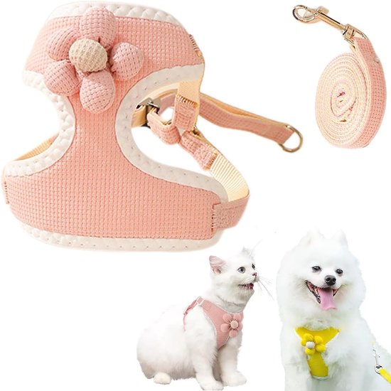 Dog harness - dog harness - dog harness small dog - Anti-pull harness - Y-shaped harness - Pet harness - Cat escape harness - Adjustable harness for small and medium dogs (pink, size M)