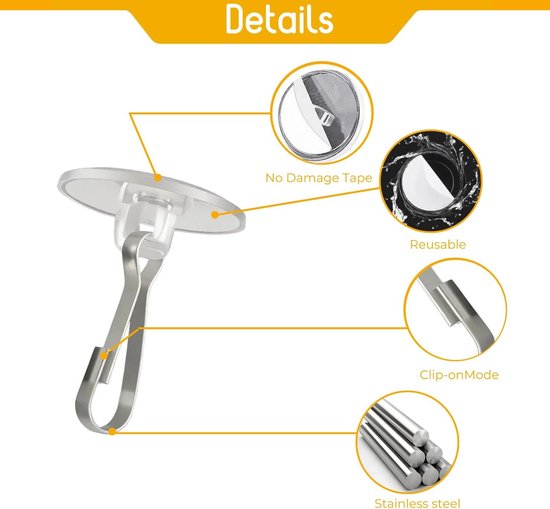 Hooks - (100 pieces per pack) - Self-adhesive hooks - Self-adhesive hooks - Self-adhesive ceiling hooks - Super strong adhesion - Small and transparent - Will not damage walls - No drilling required - Removable - Suitable for holidays, weddings,