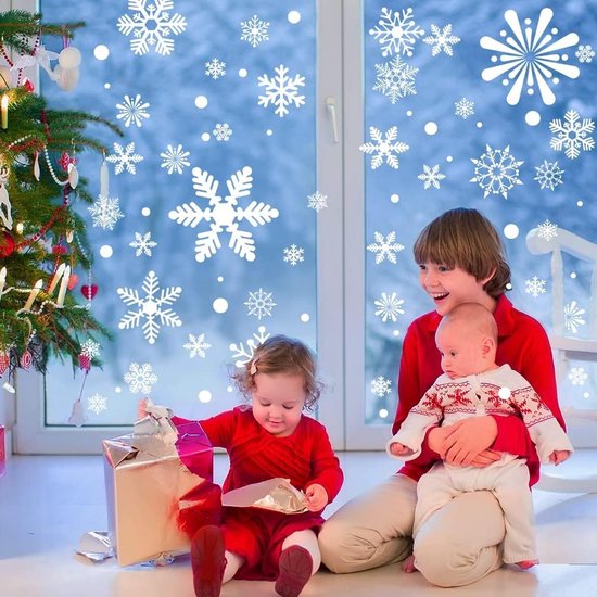 Christmas window stickers - Christmas - Window decorations - Stickers - Christmas decorations - 192 pieces PVC Christmas window decorations - Including Christmas snowflake and snowman patterns - Printed on both sides - For Christmas decorations