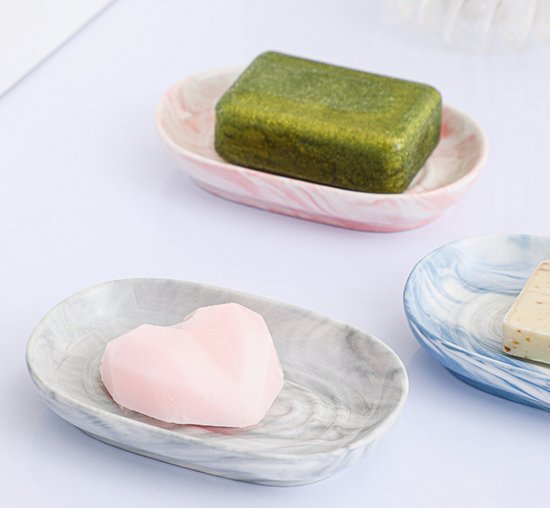 Soap Dish - Ceramic Soap Dish - Non-Slip Marble Soap Dish - Bathroom Soap Holder - Suitable for Bathrooms, Shower Rooms, Kitchens and Travel - Green