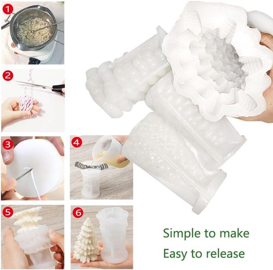 Mold - 4 pieces - Candle mold - Silicone Christmas tree mold set - Mold - Christmas gift