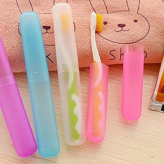 5-Pack - Portable Toothbrush Storage Box - Dustproof Toothbrush Storage Box（Pink + Green + Rose Red + Yellow + Blue）