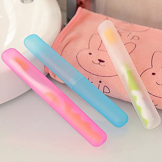5-Pack - Portable Toothbrush Storage Box - Dustproof Toothbrush Storage Box（Pink + Green + Rose Red + Yellow + Blue）