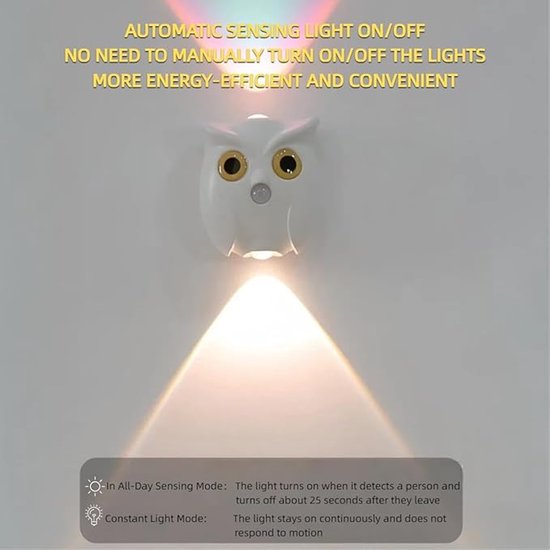 Night light - Mood lamp - LED lighting - Night lamp - LED cabinet light and stair light with sensor - Two-tone - USB rechargeable night light - Magnetic mounting - For children's room, bedroom, hall or corridor, etc. (White)